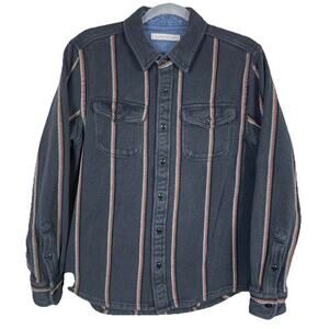 Outerknown Blanket Shirt Mens M Heather Gray Sunzel Stripe Heavyweight Shacket